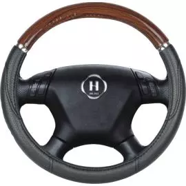 Poťah volantu čierny s imitáciou dreva 37-39 cm Dualex