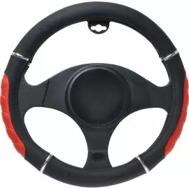 Poťah volantu čierno-červený s detailami 37-39 cm Automax