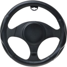 Poťah volantu čierny s chrómovou líniou 37-39 cm Automax