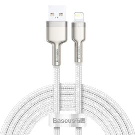 USB kábel Lightning Baseus Cafule, biely 2,4A 200 cm