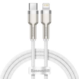 BASEUS USB-C to Lightning kábel Cafule, PD, 20W, 100 cm biely