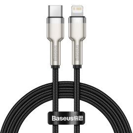 BASEUS USB-C to Lightning kábel Cafule, PD, 20W, 100 cm čierny